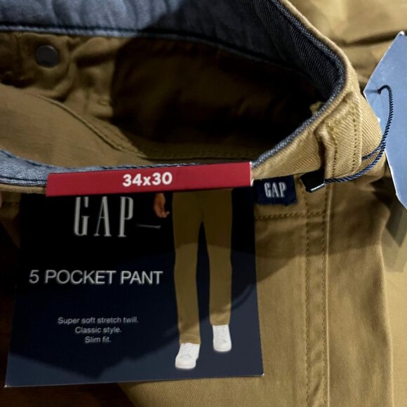 Gap Mens 5 Pocket Slim Fit Pant 34x30 Maple Sugar - Picture 3 of 7